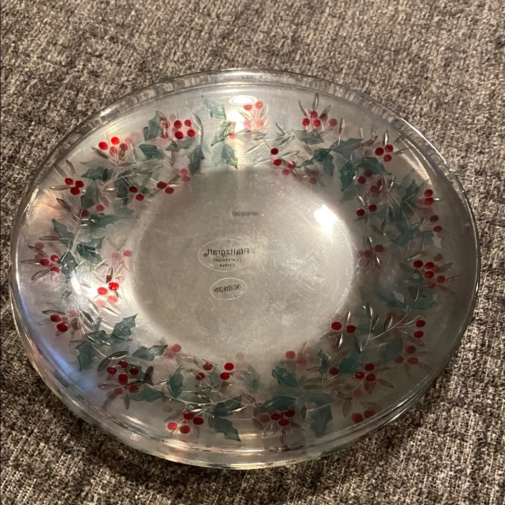 Pfaltzgraff Winter Berry Decorative Glass Plate-Red, Green Design. 8 Available.